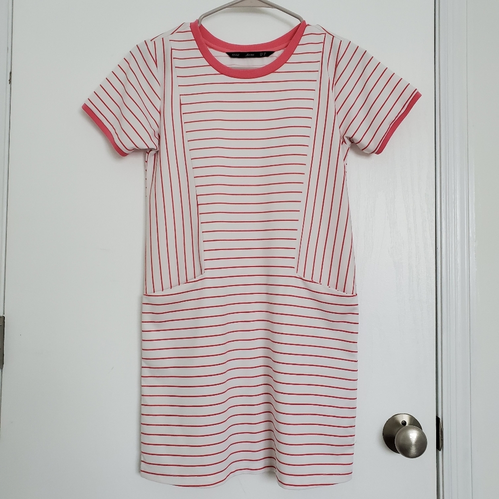 Pink striped mini dress